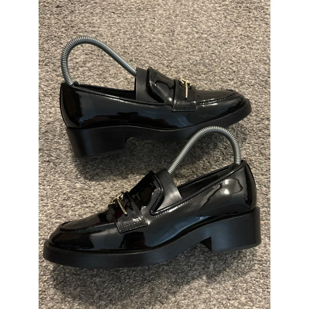 Chanel‎ Shoes Loafers Flats CC Logo Black Size 37 US 7